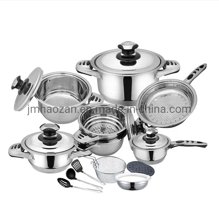 Technique Tri Ply Stainless Steel 16PCS Wide Edge Cookware Set Luxury Series