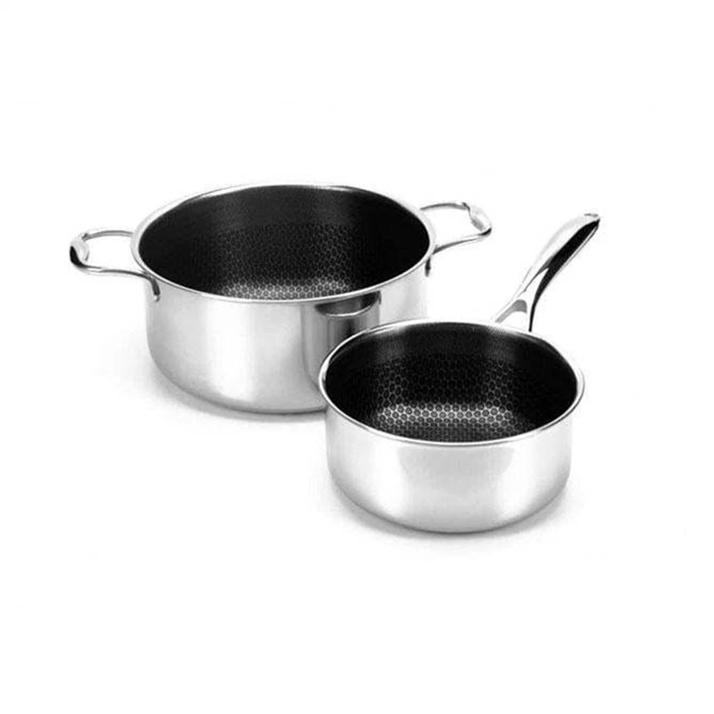 Professional 3-Ply Stainless Steel Cookware Tri-Ply Ss 2PCS Casserole Sauce Pan Set