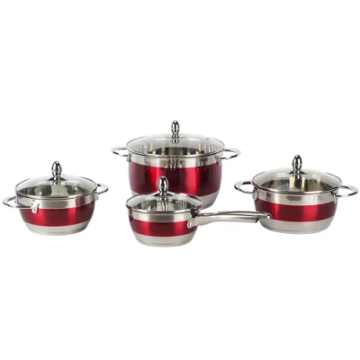 Stainless Steel Cookware Red Line Body Try Ply Stainless Steel Pots and Pans Set & Aluminum Core